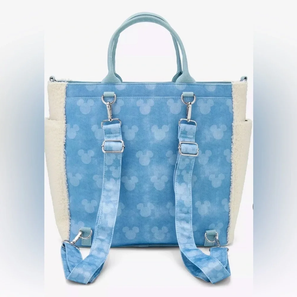 Loungefly Disney-Mickey Mouse Sherpa Convertible Tote Bag.